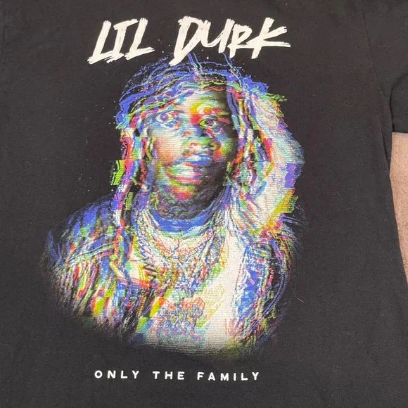 Lil Durk Graphic T-Shirt Only The Family Rap‎ Hip Hop Black Cotton Tee Small - Picture 7 of 10